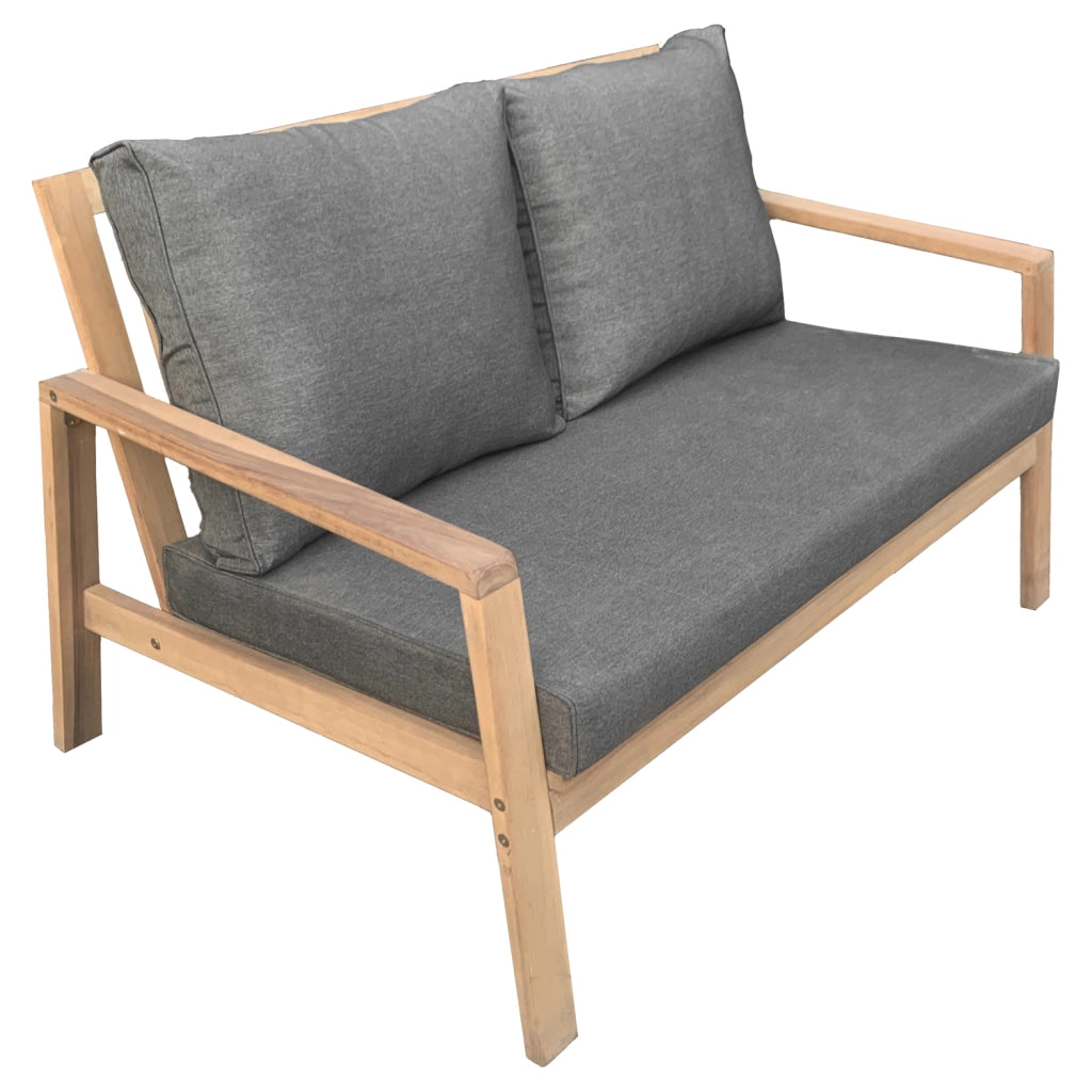Set di mobili da giardino in acacia GILI 4 posti - cuscini grigi