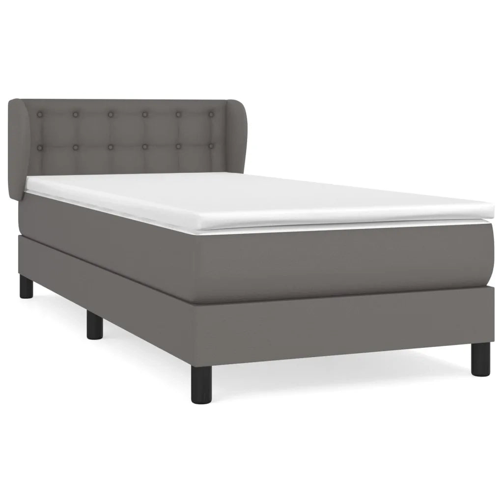 Giroletto a Molle con Materasso Grigio 90x190 cm in Similpelle