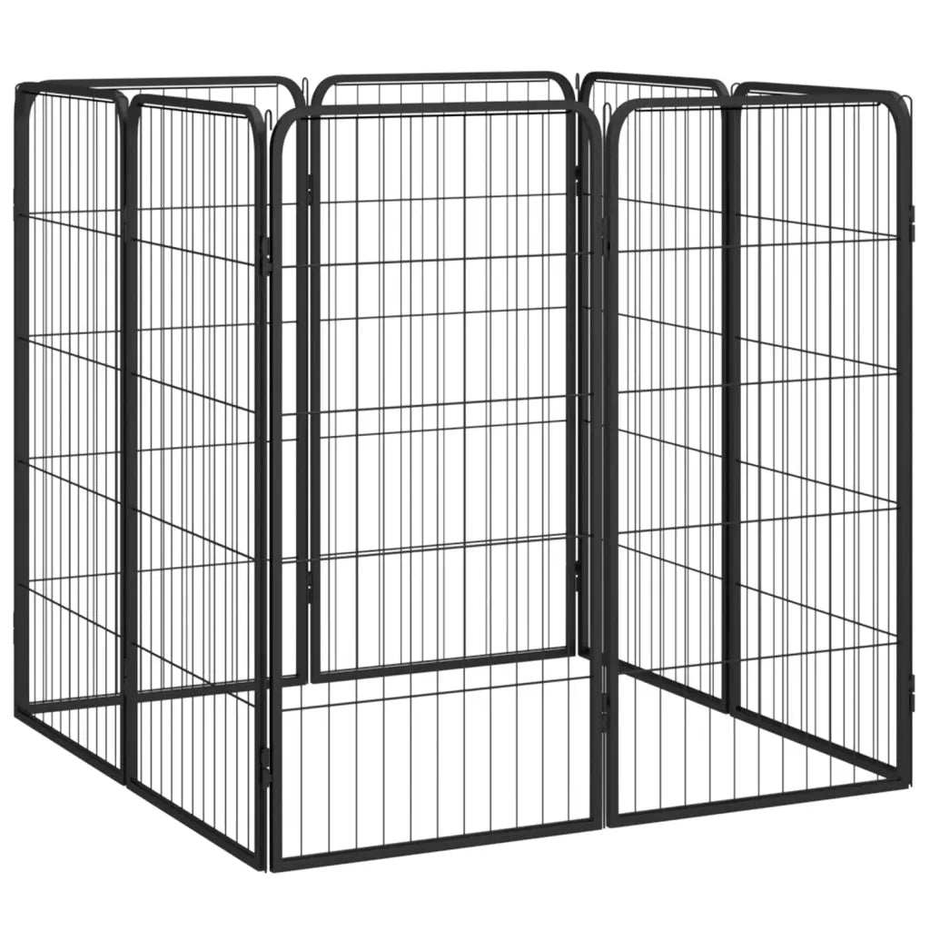 Box Cani 8 Pannelli Nero 50x100 cm Acciaio Verniciato Polvere CFW9951394