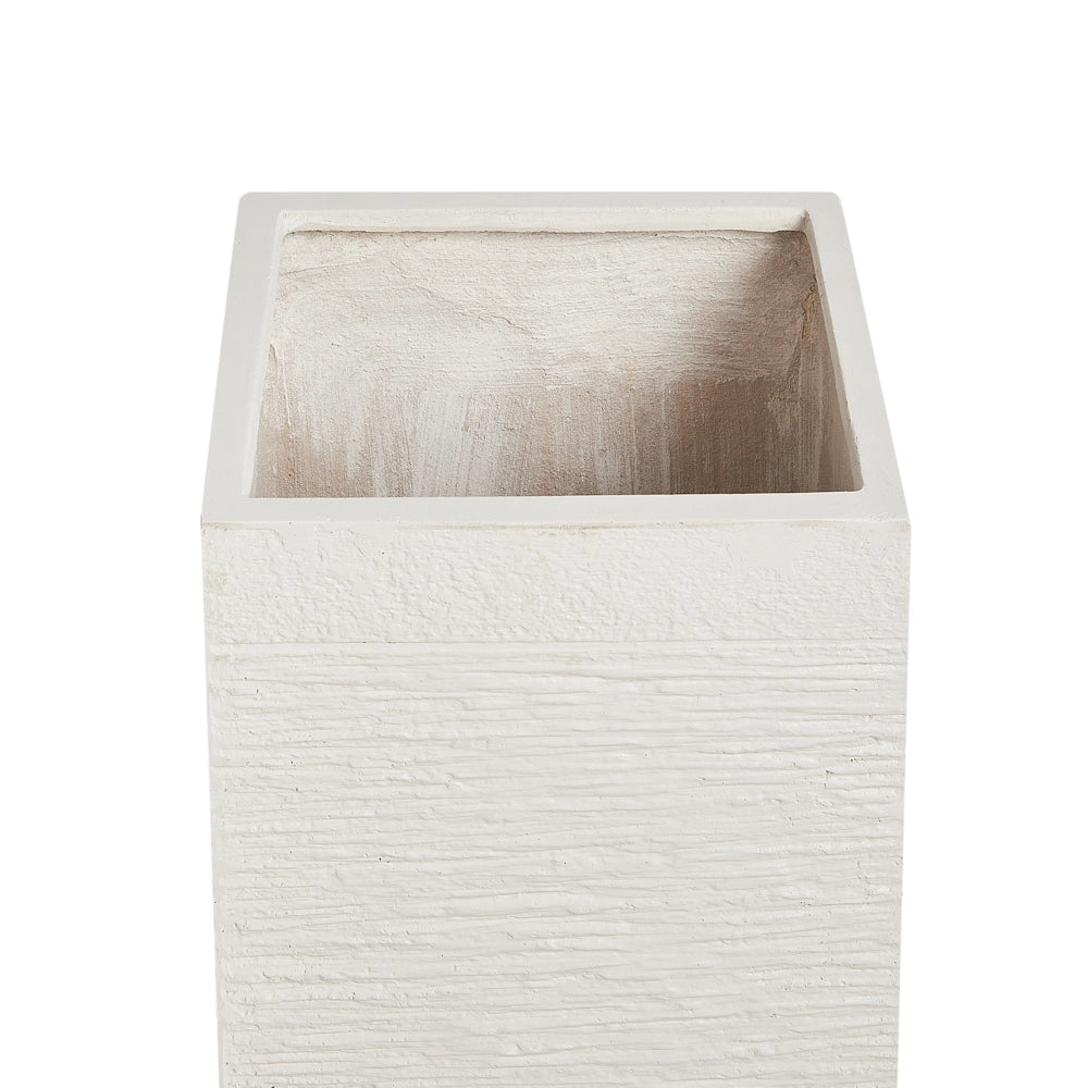 Vaso da fiori in argilla beige chiaro da giardino alto 26 x 26 x 60 cm resistente ai raggi UV
