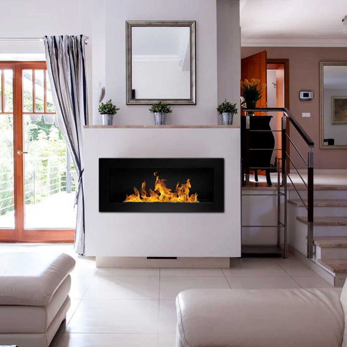 Lucca - Camino a bioetanolo da parete o incasso 90x12xH40 cm