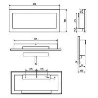 Lucca - Camino a bioetanolo da parete o incasso 90x12xH40 cm