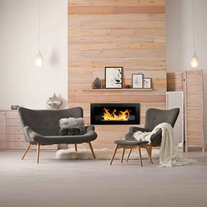 Livorno - Camino a bioetanolo da parete o incasso 90x12xH40 cm