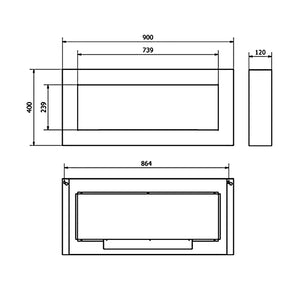 Siena - Camino a bioetanolo da parete 90x12xH40 cm