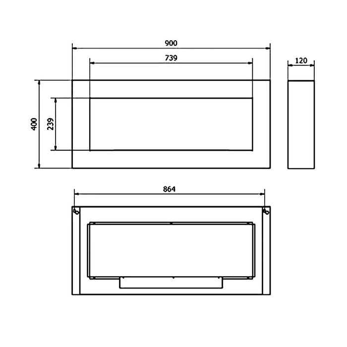 Siena - Camino a bioetanolo da parete 90x12xH40 cm