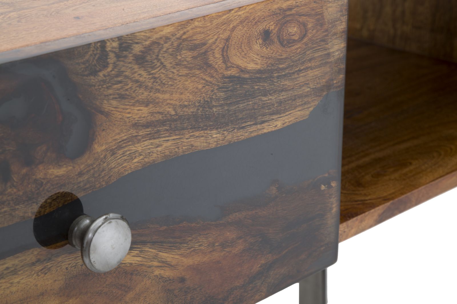 Console Mustang 130x40x80 cm in Legno di Acacia e in Ferro Marrone e Grigio