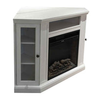 Madison - Camino elettrico angolare da terra 126x78xH83 cm, con effetto fiamma, colore bianco