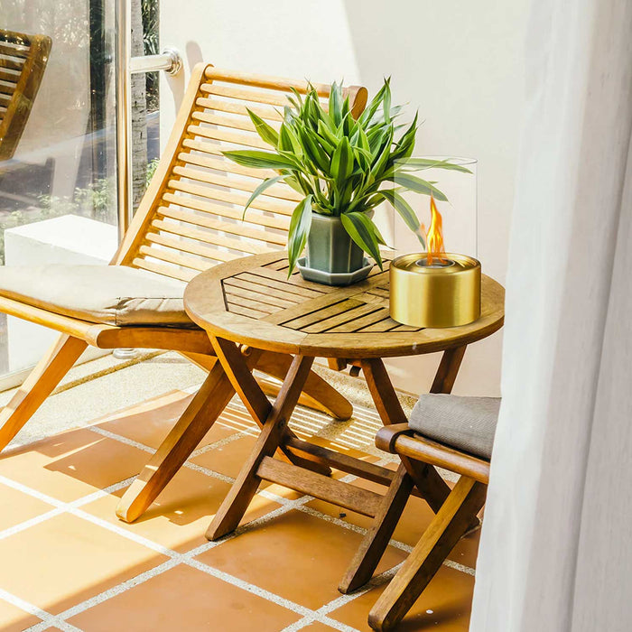 Marsiglia - Camino a bioetanolo da tavolo per interni ed esterni ø16 x H27 cm, colore bronzo