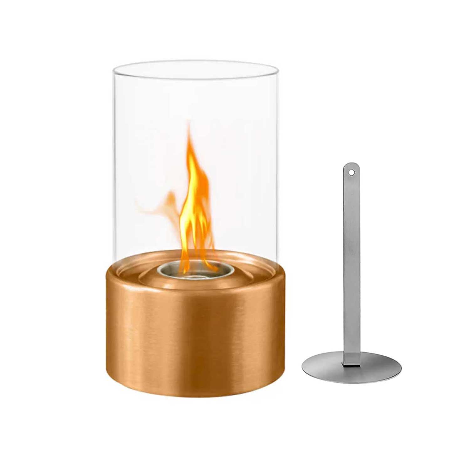 Marsiglia - Camino a bioetanolo da tavolo per interni ed esterni ø16 x H27 cm, colore bronzo