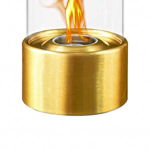Marsiglia - Camino a bioetanolo da tavolo per interni ed esterni ø16 x H27 cm, colore dorato