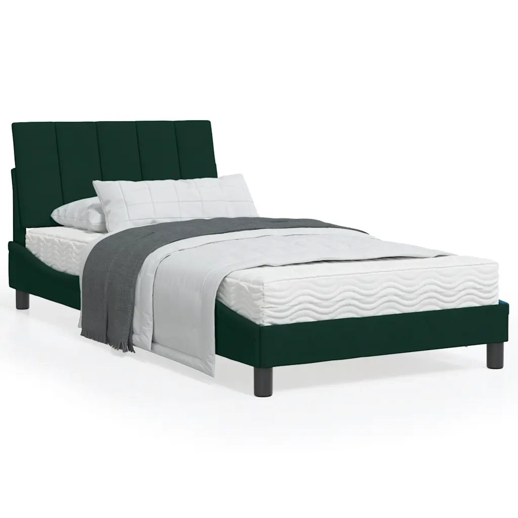 Letto con Materasso Hanko Verde Scuro 100x200 cm in Velluto 3208583