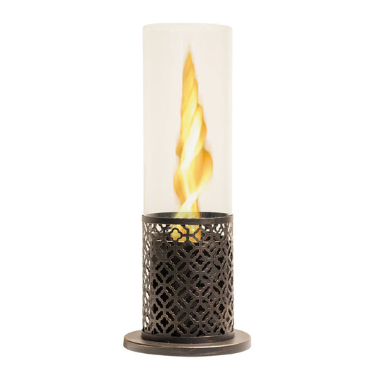 Tolosa - Camino a bioetanolo da tavolo per interni ed esterni ø20 x H49,5 cm, colore nero oro