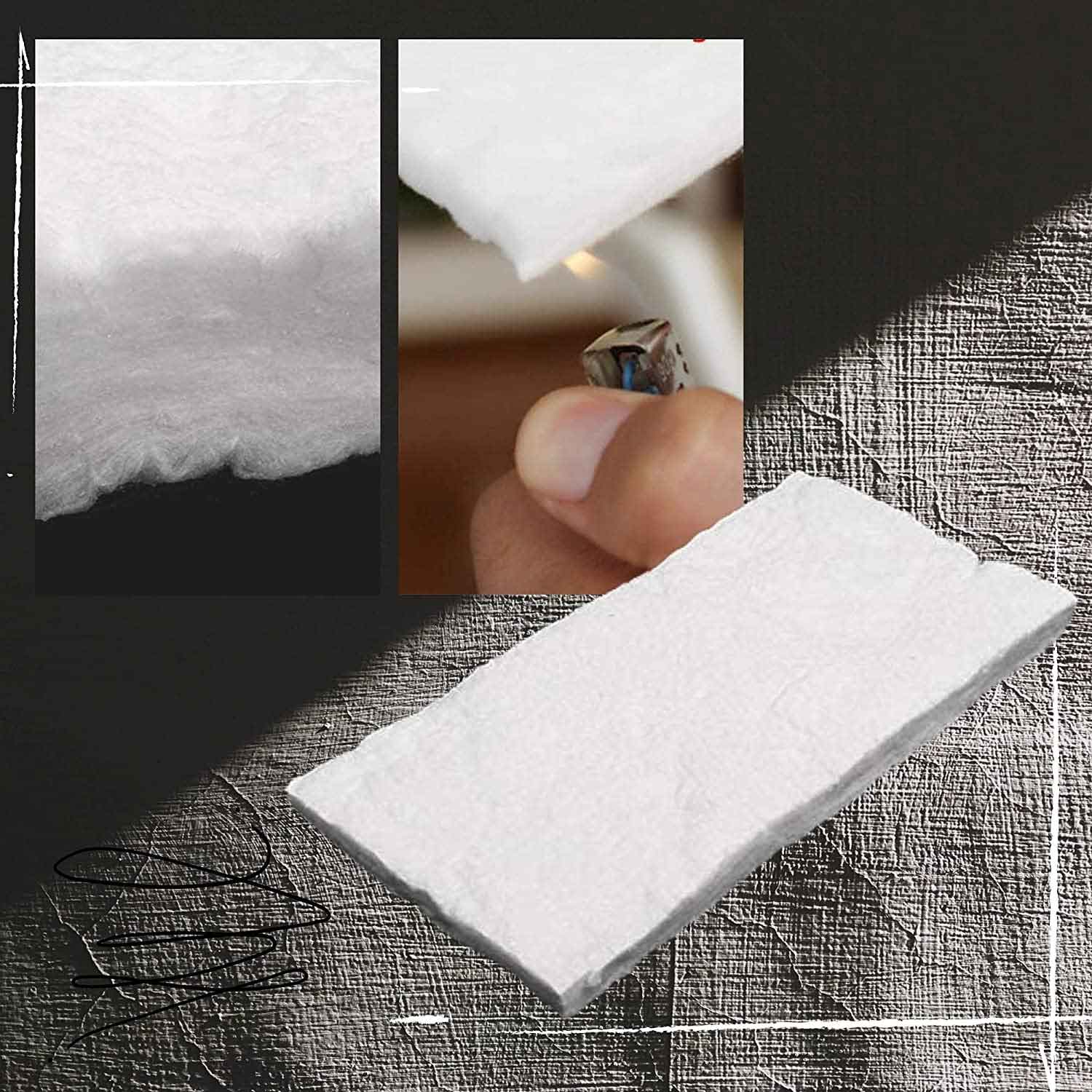 Lana in fibra di ceramica per ricambio bruciatore camino a bioetanolo 30x20xH2,5 cm