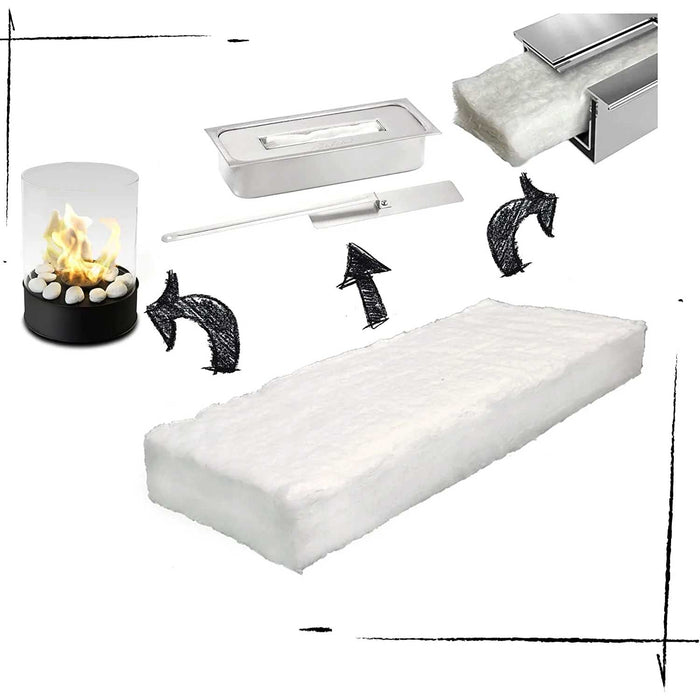 Lana in fibra di ceramica per ricambio bruciatore camino a bioetanolo 30x20xH2,5 cm