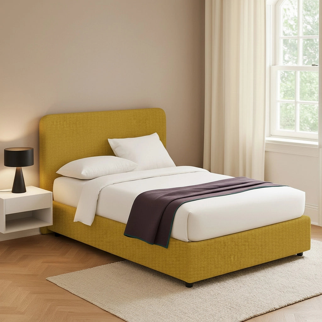 Poole, Letto Piazza e Mezza Sfoderabile Made in Italy, Giallo Ocra