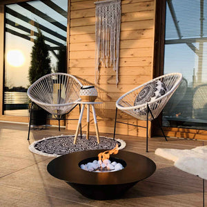 Santorini - Camino a bioetanolo da terra, braciere da giardino ø 60xH15 cm, colore nero