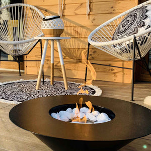 Santorini - Camino a bioetanolo da terra, braciere da giardino ø 60xH15 cm, colore nero