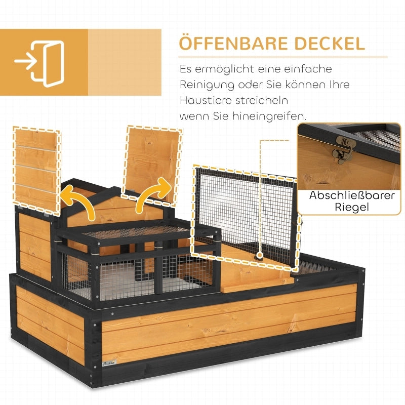 RECINTO per Tartarughe 112x65x59 cm 2 Livelli con Vaschetta in Plastica Giallo