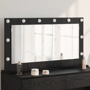 Specchio da toeletta con luci LED Nero Rovere 100x55x18 cm