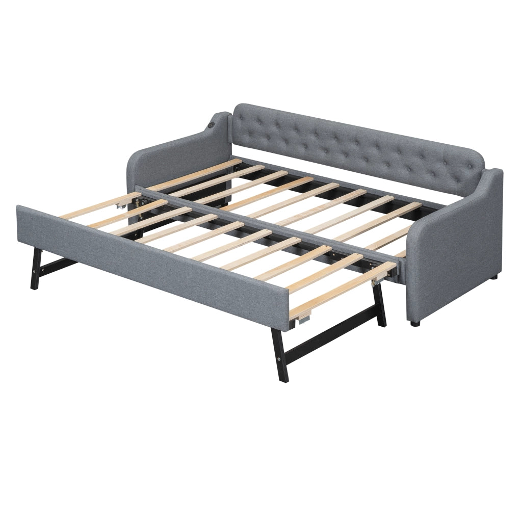 Divano letto con letto estraibile in lino 90x200 cm