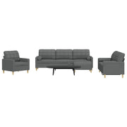 Set Divani 4 pz con Poggiapiedi e Cuscini Grigio Scuro Tessuto 3278312