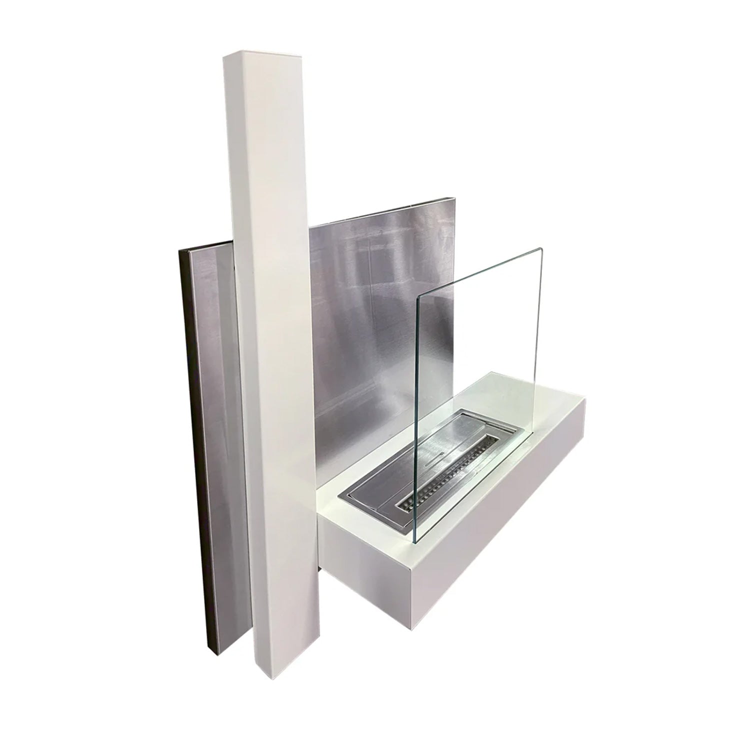 Vienna - Camino a bioetanolo da parete 65x23xH75 cm, colore bianco