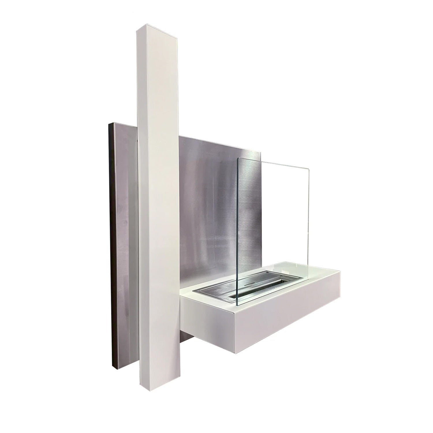 Vienna - Camino a bioetanolo da parete 65x23xH75 cm, colore bianco