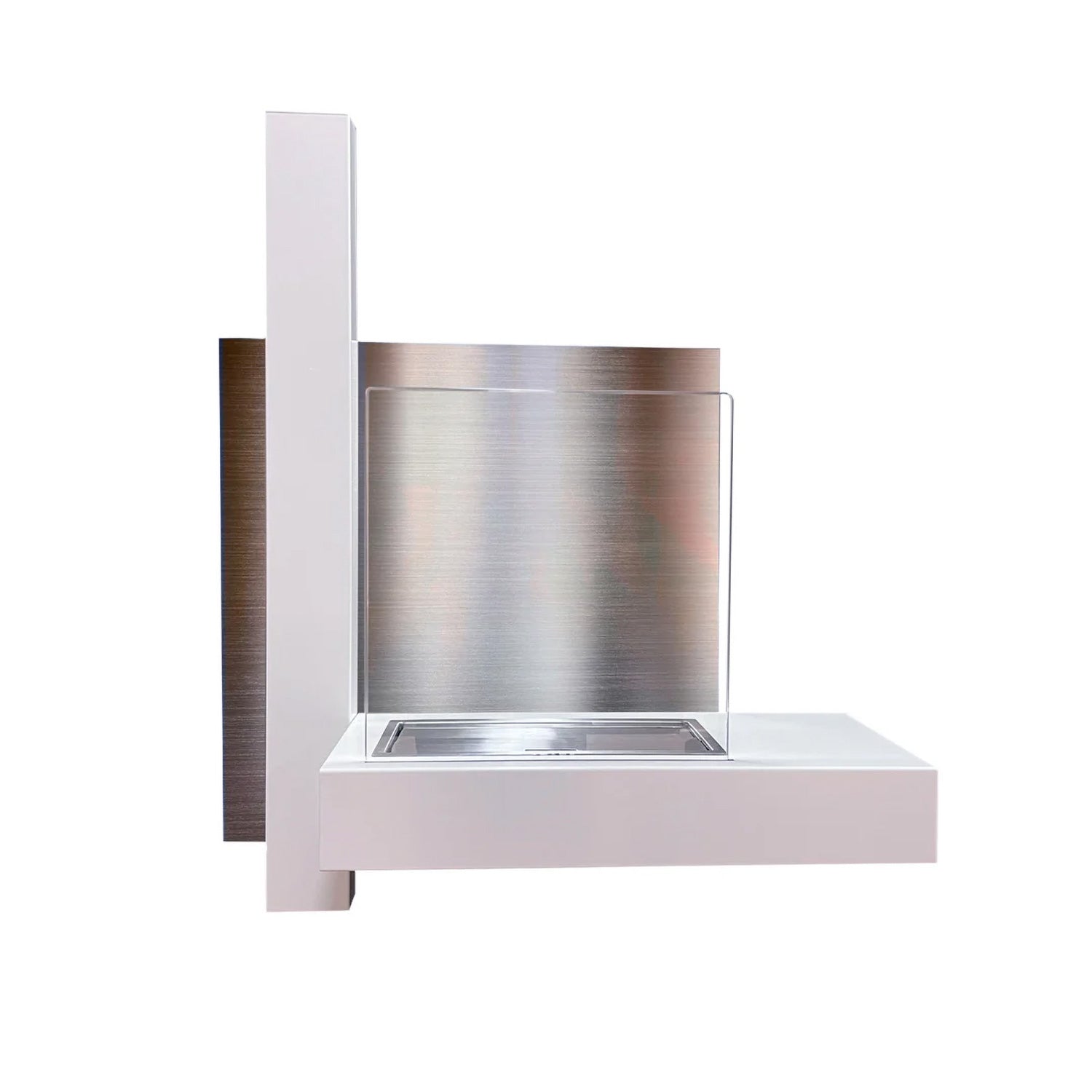 Vienna - Camino a bioetanolo da parete 65x23xH75 cm, colore bianco