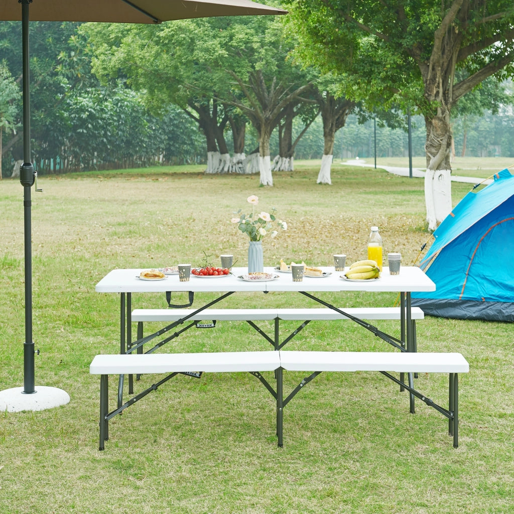 Tavolo Pieghevole Ljusnarsberg da Picnic - Bianco [en.casa]
