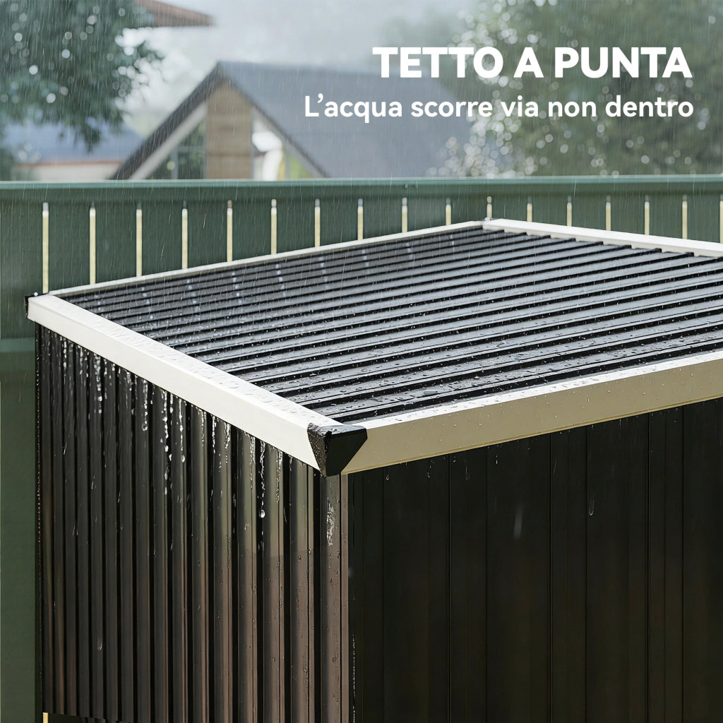 Capanno da Giardino in Acciaio Zincato, Porta Bloccabile, 231 x 125 x 162 cm, Grigio