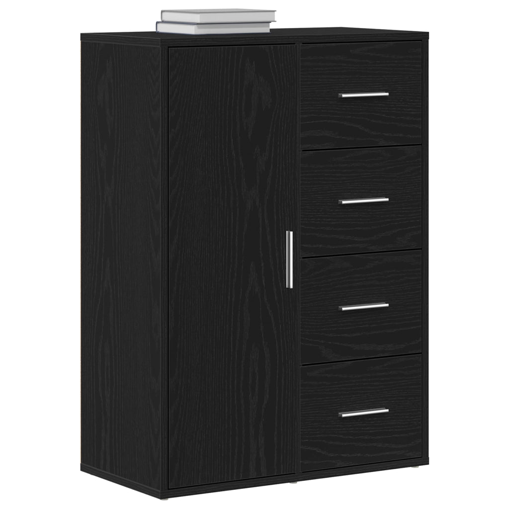 Mobile Nero Rovere 60x31x84 cm Legno ingegnerizzato