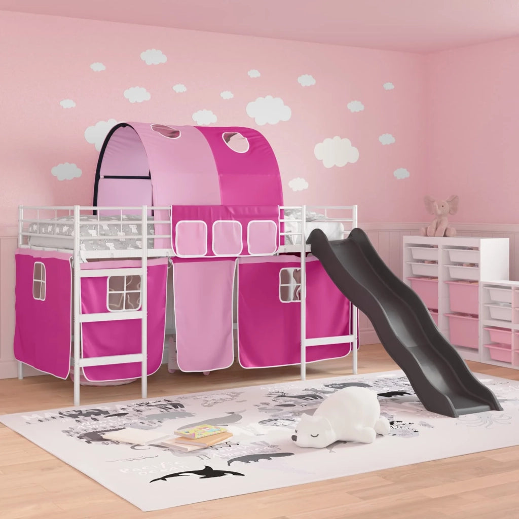 Struttura del letto loft per Bambini | Letto Infantile | Lettino Bianco e Rosa 100 x 200 cm