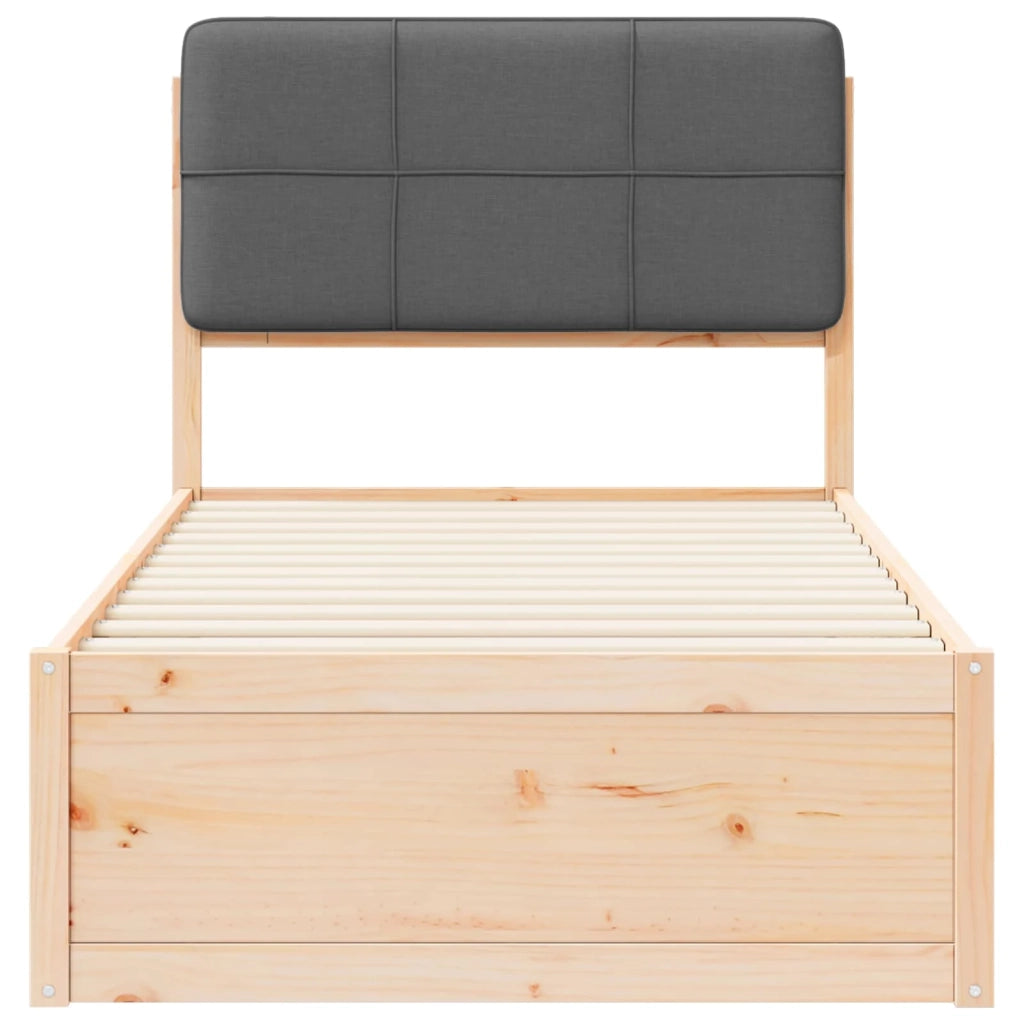 Letto con Testiera Rivestita Grigio scuro 90 x 200 cm 877725