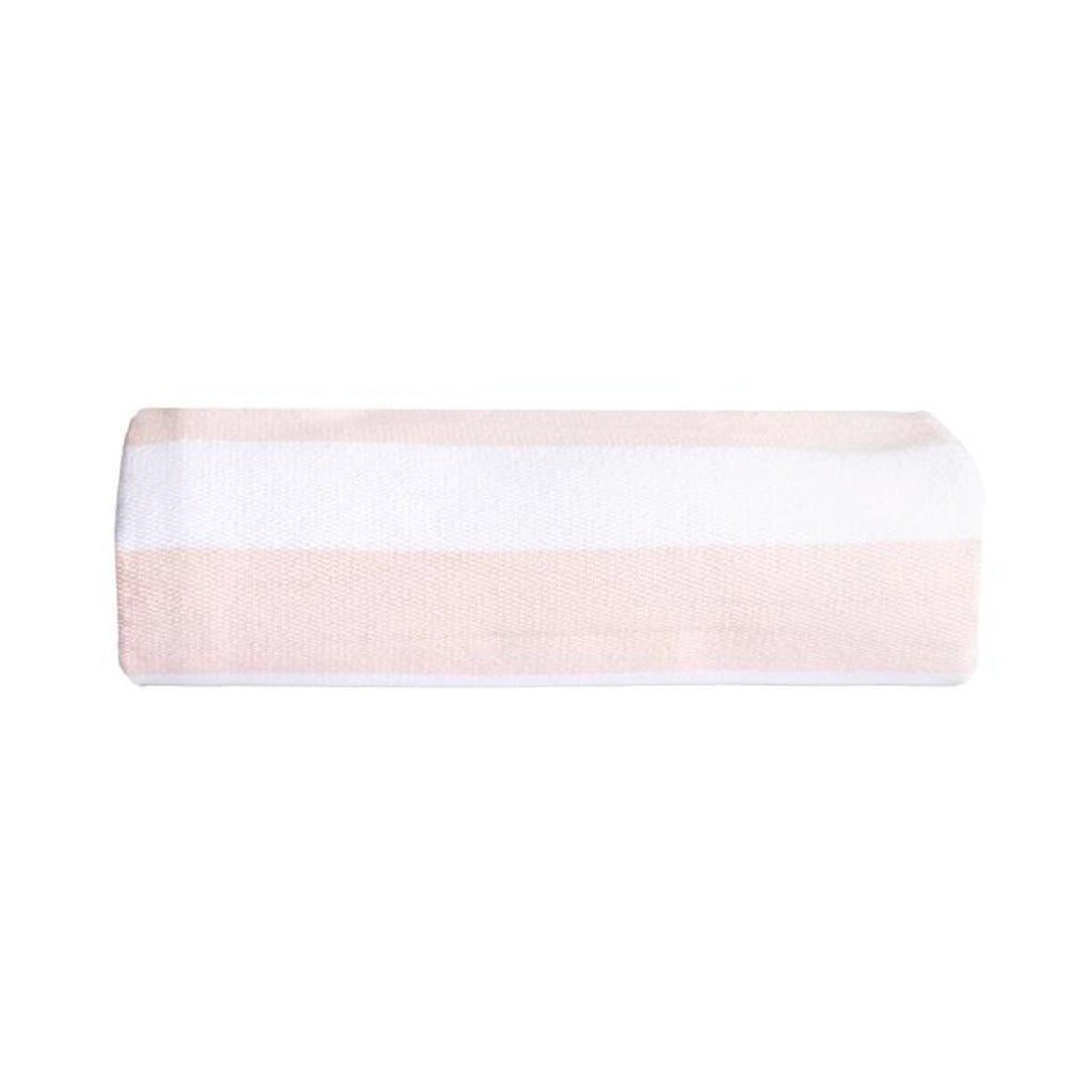 100% cotone rosa pallido coperta a quadri con pompon 130x170cm SLAVANN