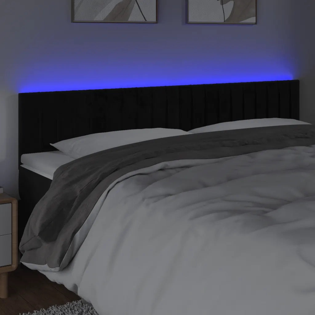 Testiera a LED-Testata con LED Nera 160x5x78/88 cm in Velluto 867787