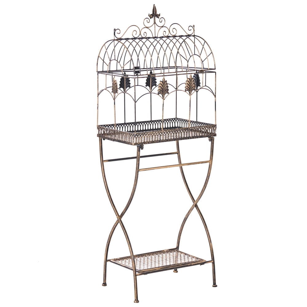 Set di 2 scaffali per piante in metallo da giardino indipendenti per interni e bagni colore nero