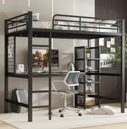 Letto a soppalco 90x200 cm con scrivania e scaffale