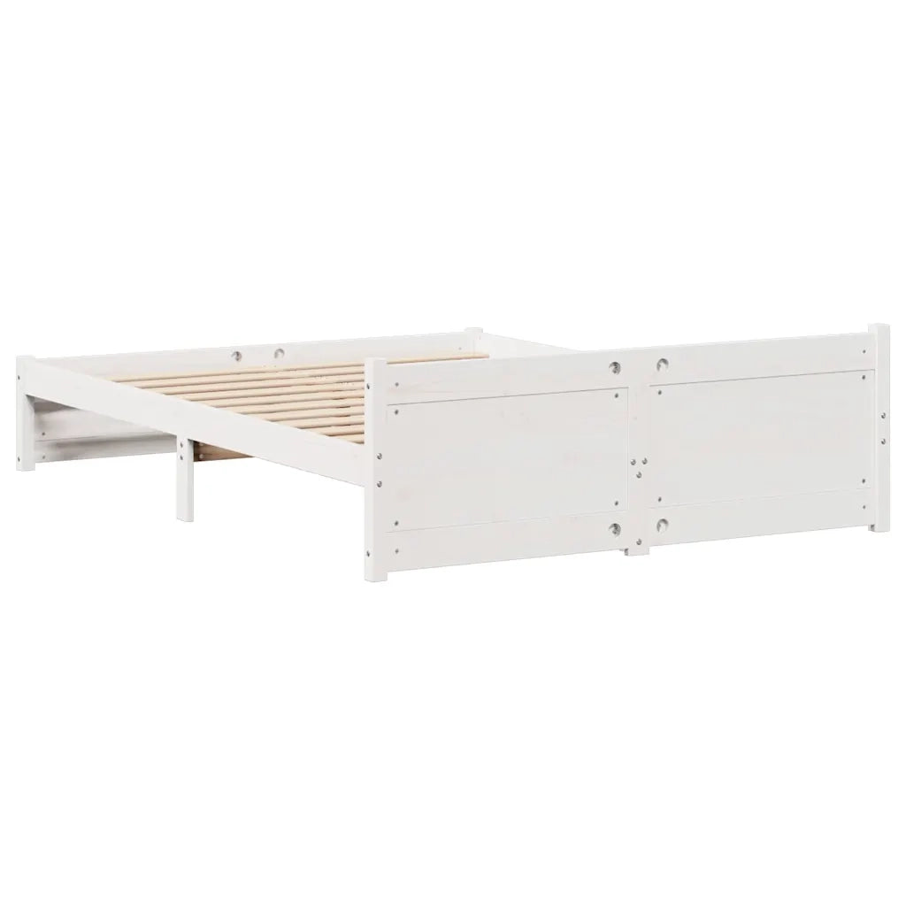 Letto senza Materasso-Struttura Letto Bianco 135x190 cm Legno Massello di Pino 945015