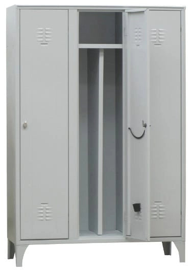 Armadio spogliatoio monoblocco a 3 posti con tramezza interna cm. 105x50x180h