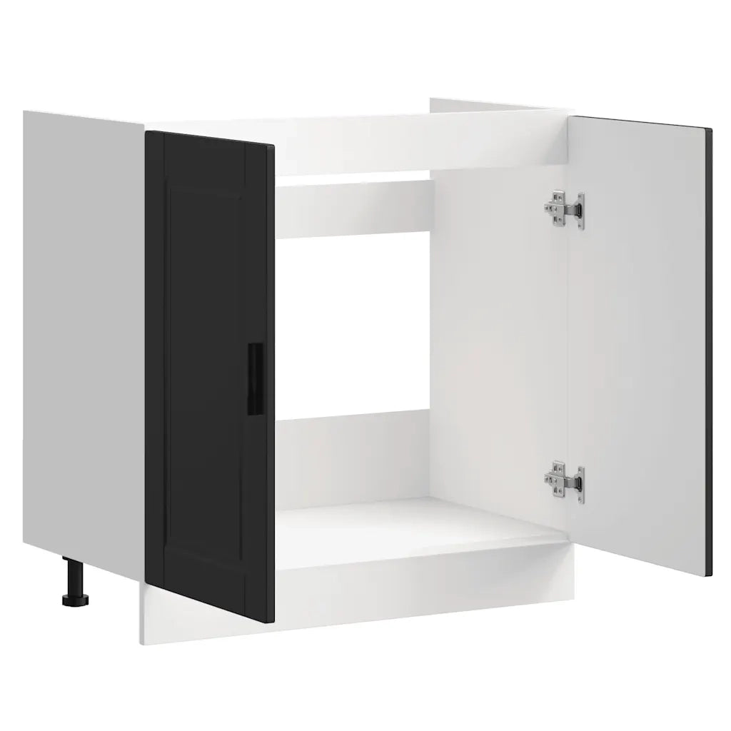 Mobile base lavello-Armadietto da bagno Porto Nero 80x46x81,5cm Legno Multistrato