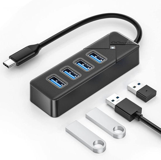 Hub USB con alimentazione - Hub USB - Hub USB alimentato - Divisore USB - Più porte USB - Caricamento e trasferimento dati - Laptop e PC - Lavoro da casa - Ufficio - Accessori - Universale