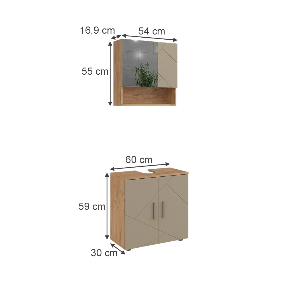 Vicco Set di mobili da bagno Quercia dorata 2 parti
