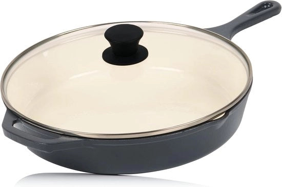 Piatto in ghisa con coperchio - padella con beccuccio - 1 pezzo - Dark Cherry - Ø 29,5 cm