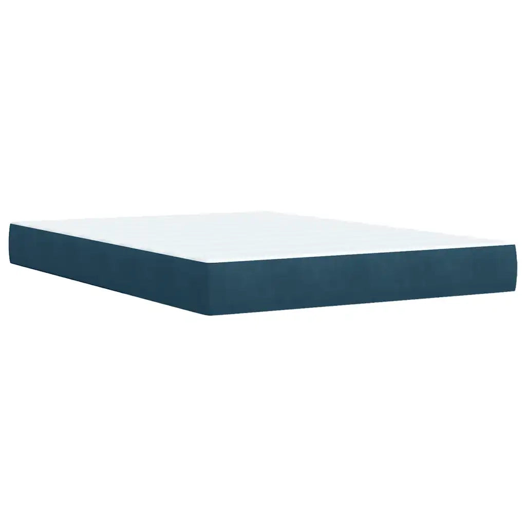 Giroletto a Molle con Materasso Blu Scuro 140x190 cm in Velluto
