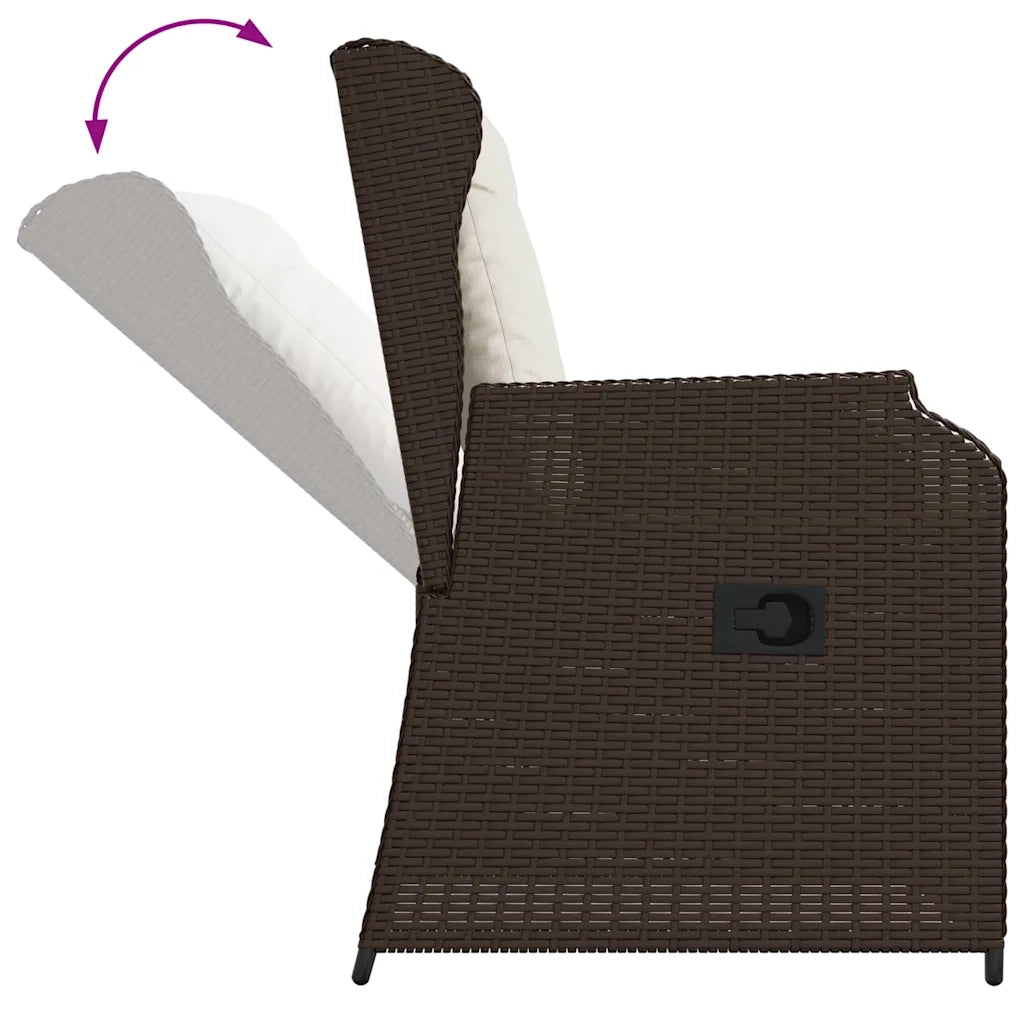 vidaXL Panchina da giardino con cuscino 2 pcs Marrone Poly Rattan