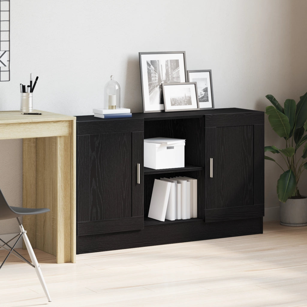 Credenza Nera in Rovere 120x30,5x70 cm in Legno Ingegnerizzato