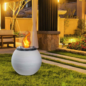 Botticelli - Camino a bioetanolo da terra, braciere da giardino ø 40xH54 cm, colore bianco