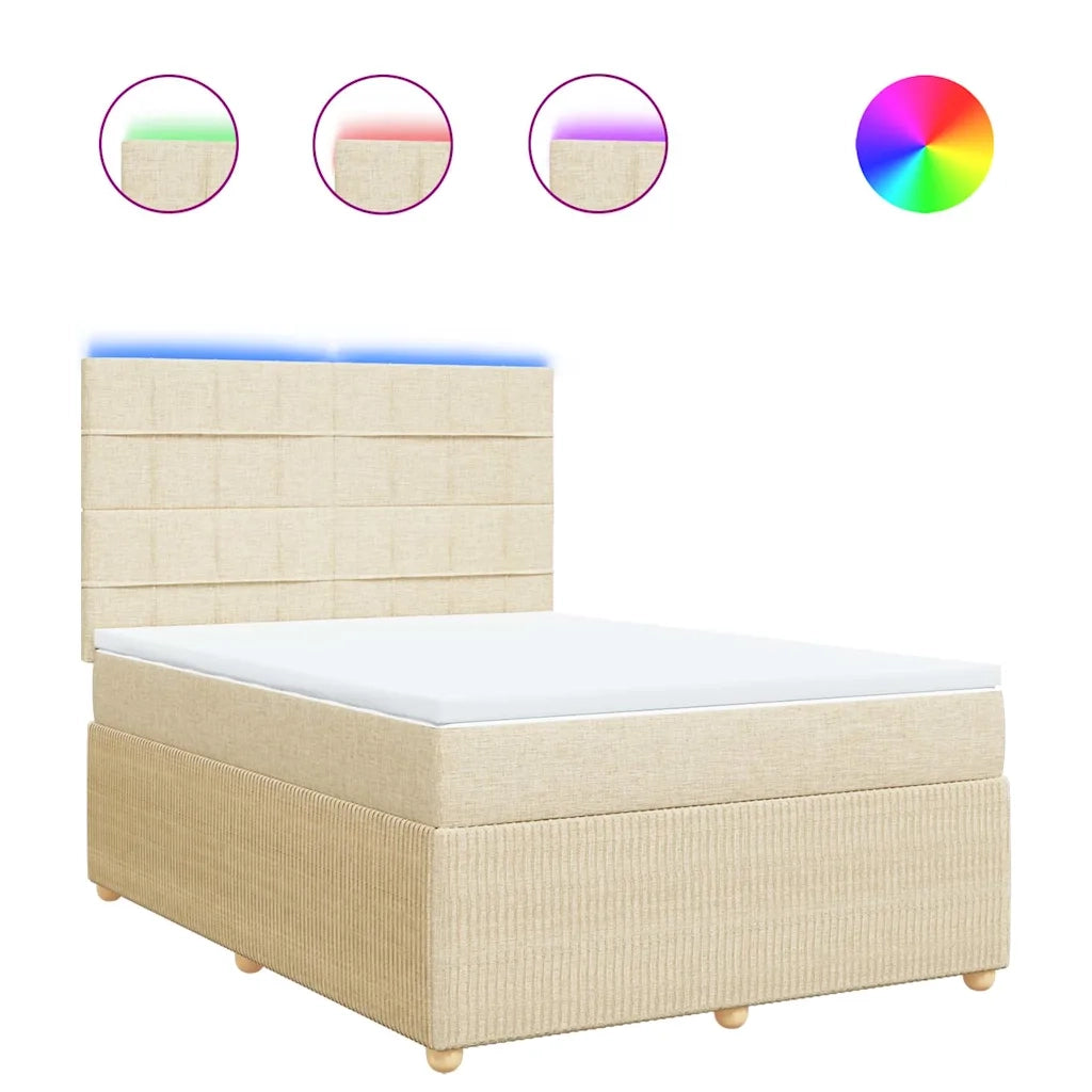Giroletto a Molle con Materasso Crema 140x19 cm in Tessuto