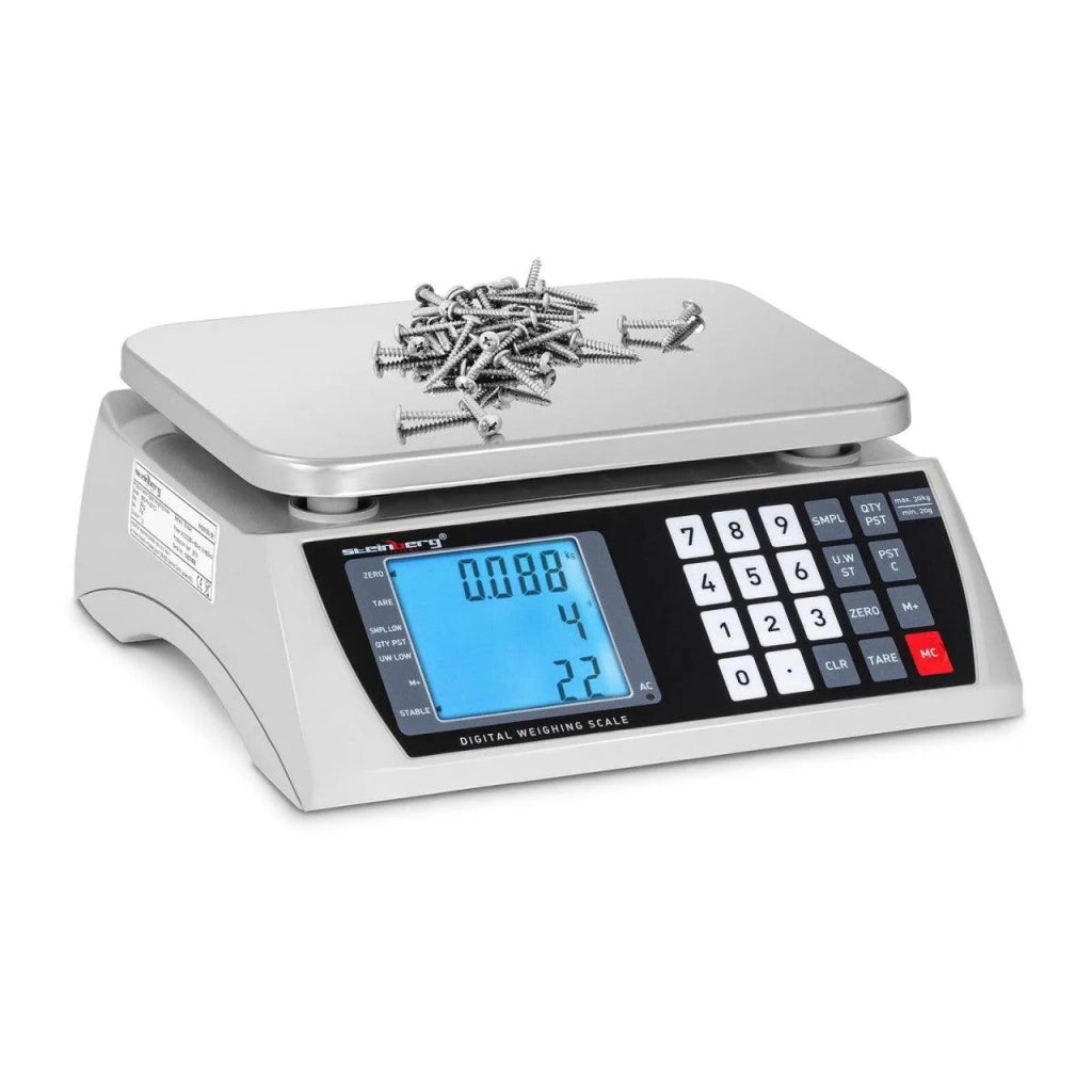 Bilancia contapezzi 30 kg / 1 g LCD batteria 72 h acciaio inox plastica 14_0000596