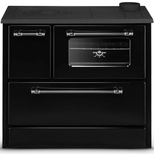 Beatrice - Stufa a legna con cucina e forno 87x51xH79 cm, colore nero